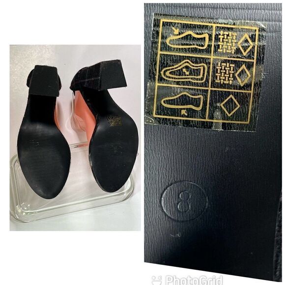 Dolls Kill Womens Plaid Clear Strap Sandals Size 8 US Black Ankle Dark Academia - Picture 9 of 12